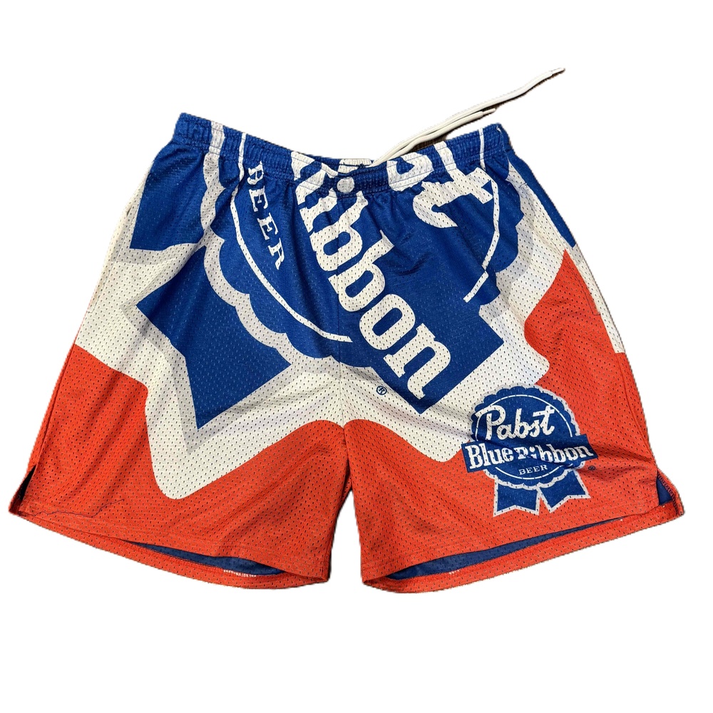 New Large Chalk Line Pabst Blue Ribbon Mesh Gym Shorts Limited Edition
